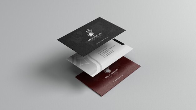 Three business card stack mockup