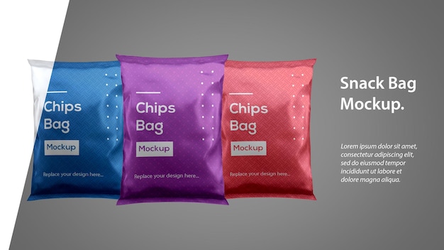 Three Chips 스낵 파우치 가방 식품 포장 프로토 타입