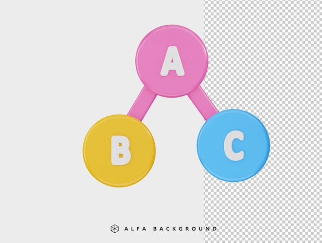 PSD three circles with the letters of a b and c on them
