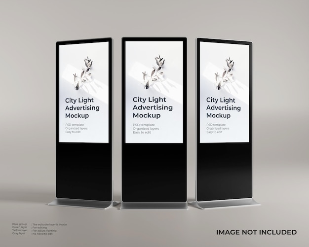 Three city light advertising mockup