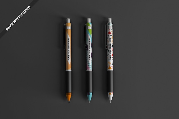 Premium PSD | Three colorful pens mockup