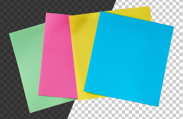 Three colorful sticky notes are stacked on top of each other stock png