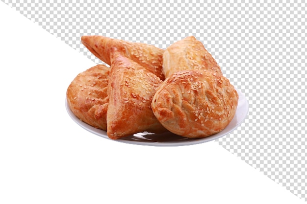 투명 한 배경 을 가진 접시 에 세 개 의 크로아산