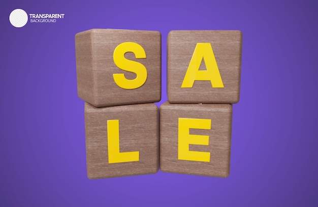 PSD three cubes with the word sale on them