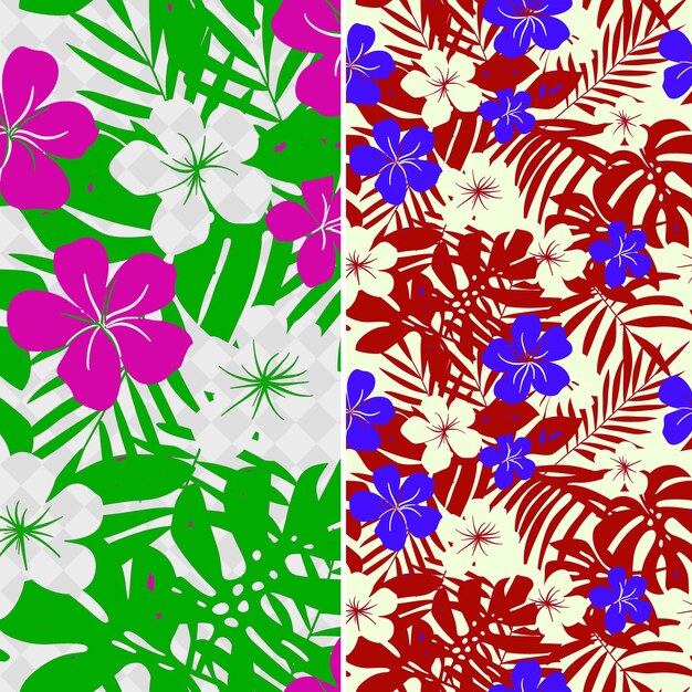 PSD three different colors of flowers and leaves one of which is pink green and white