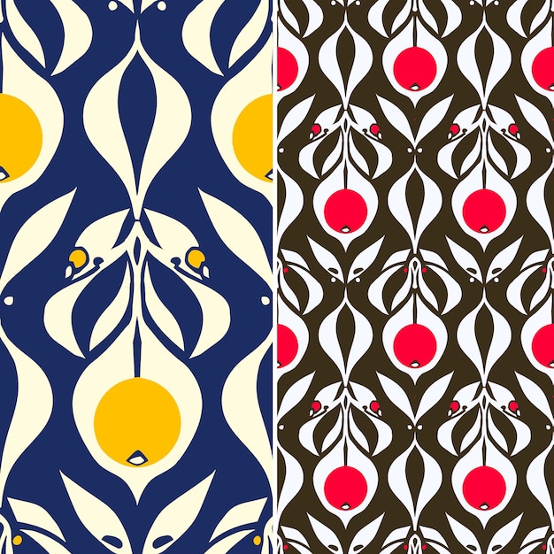 three different colors of the same pattern with the yellow and red circles