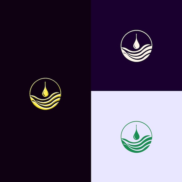 PSD Три разных логотипа капли воды и изображения света