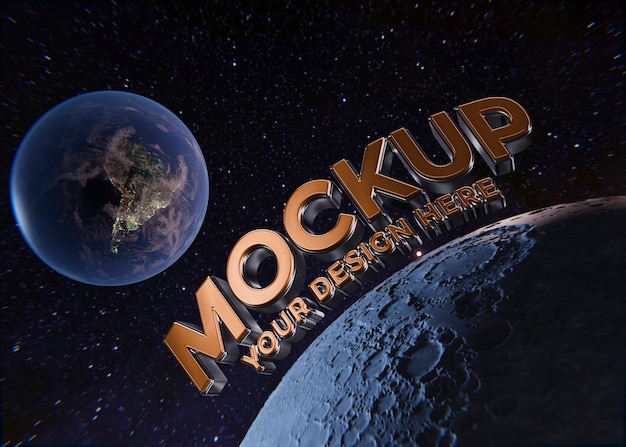 Three dimensional mock-up design with planets and space