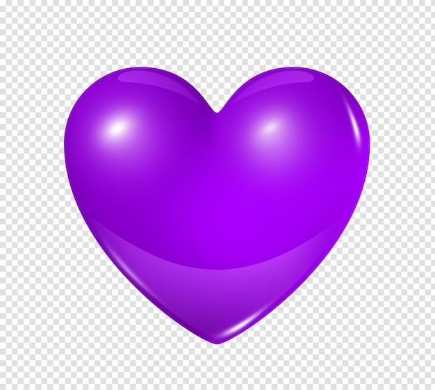 PSD three dimensional purple heart isolated on transparent background illustration