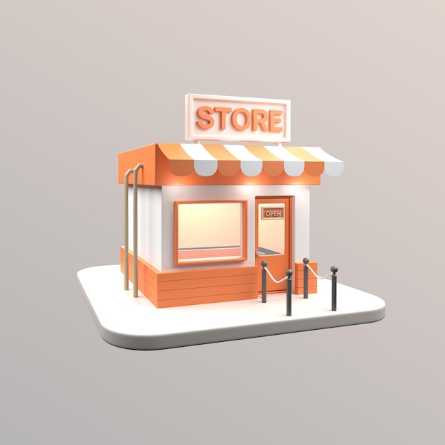 PSD three dimensional store icon