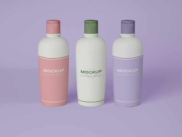 Three dispenser bottles mockup