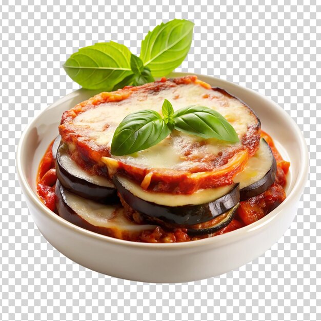 PSD three eggplant sandwiches with cheese and tomato sauce on transparent background