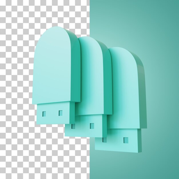 Three Flashdisk Icon 3d Rendering