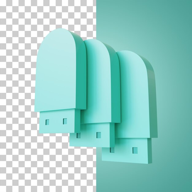 Three flashdisk icon 3d rendering