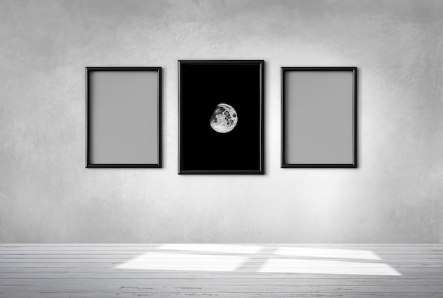 Three frames on a wall