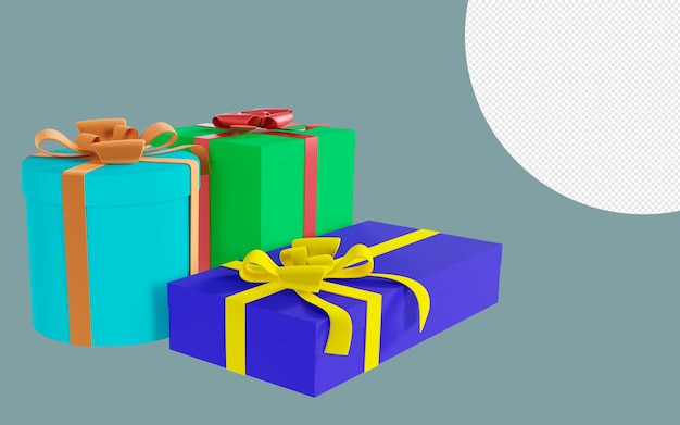 three gifts on a transparent background 3d