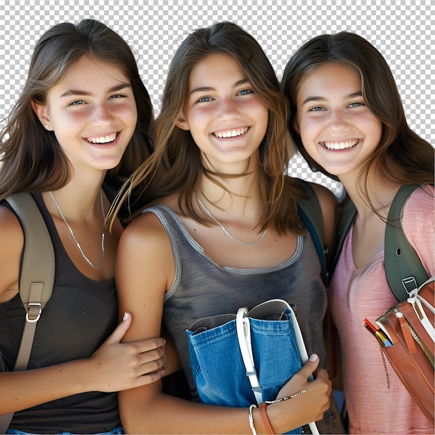 PSD three girls are smiling and posing for a photo