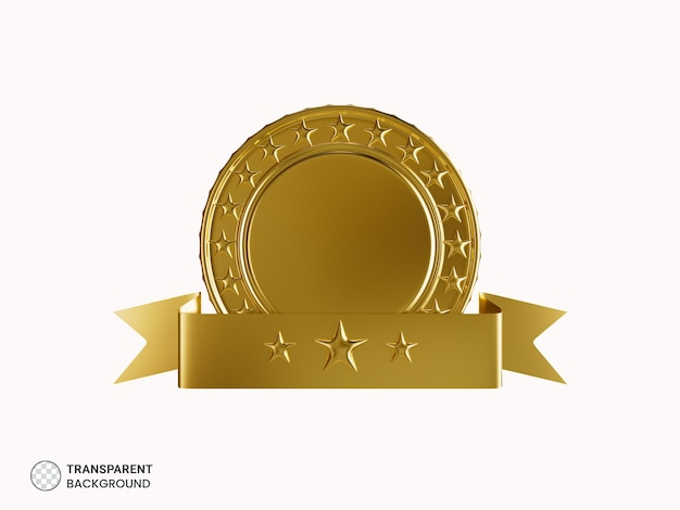 Three golden star badge icon 3d render illustration