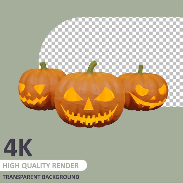 Tre zucche di halloween rendering 3d della modellazione dei personaggi