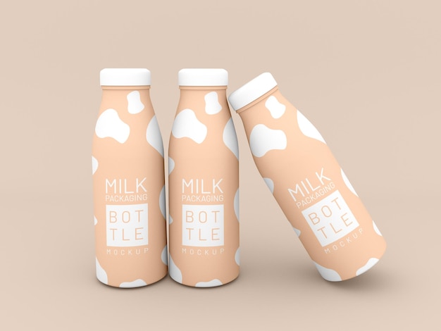 three ilk bottle packaging mockup