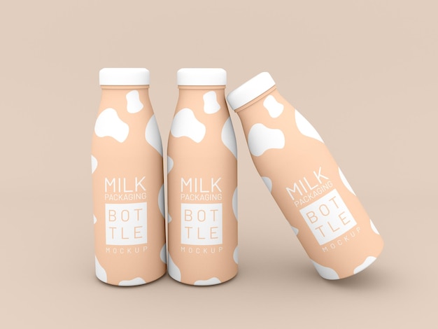 Three ilk bottle packaging mockup