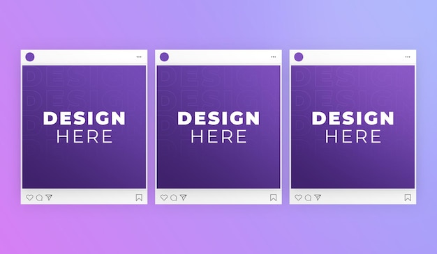 PSD Три поста в instagram в современном стиле