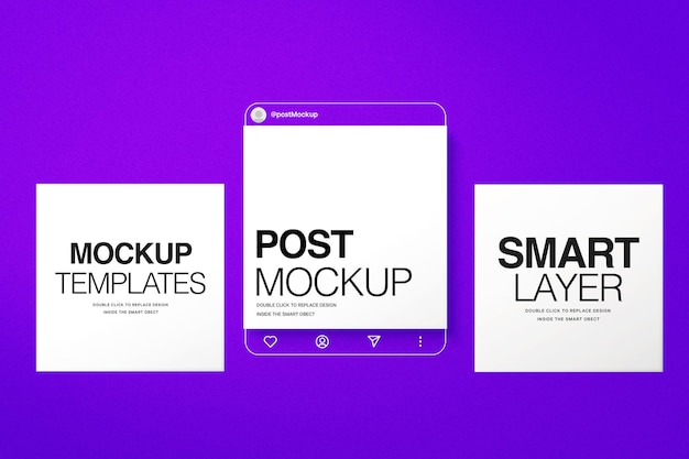 3 インスタグラムポスト UIモックアップ psd