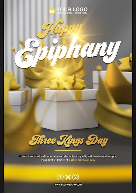 PSD three kings day a happy epiphany template