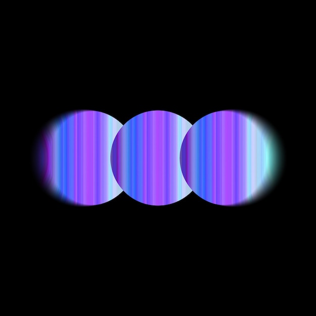 Three Luminous Spheres with Vertical Stripes