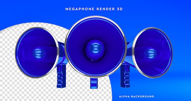 PSD Создатель сцены три мегафона 3d визуализации изолированные