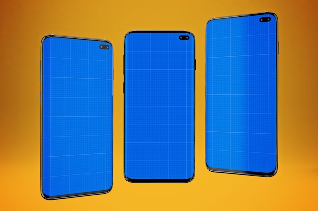 Three mobiles mockup