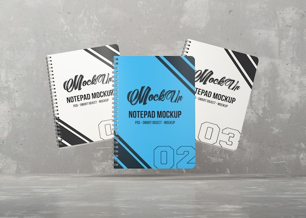 Three notebooks mockup