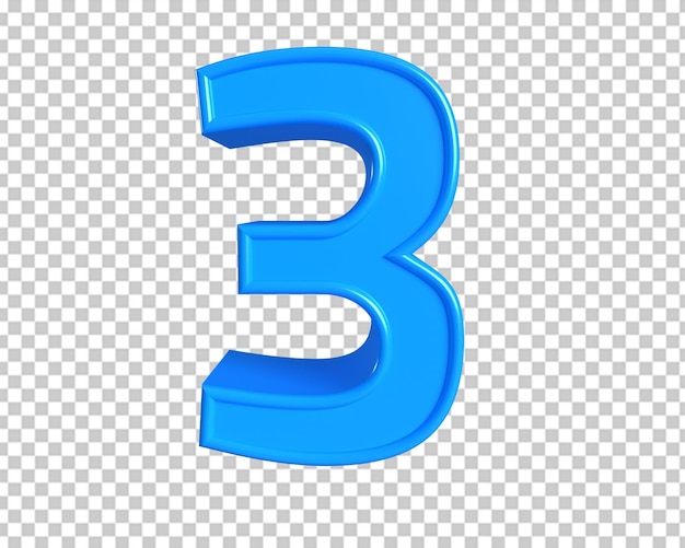 3개의 숫자 3 파란색 아이콘 3d 렌더링