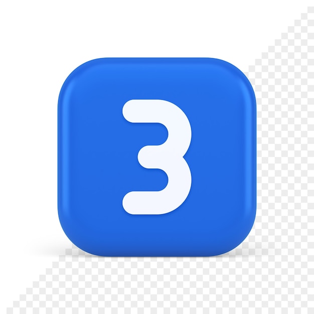 Трехзначная кнопка интернет-коммуникации текстовое сообщение персонаж 3d реалистичная икона