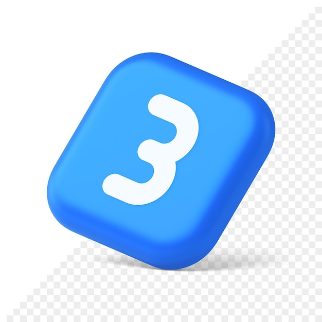 Three number button internet communication texting message character 3d realistic isometric icon