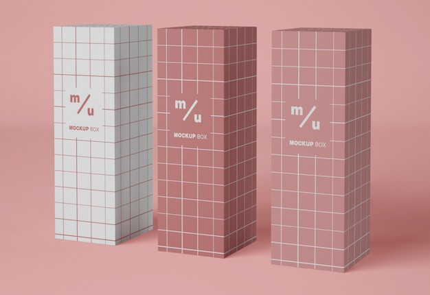 PSD three paper boxes packaging mockup