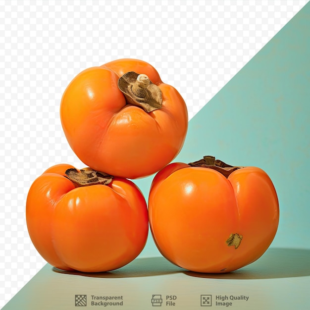 Three persimmons on a transparent background