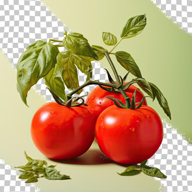 PSD three petite tomatoes sliced with pepper transparent background