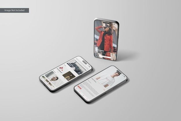 PSD tre phone 14 pro mockup vista destra