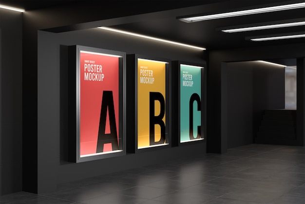 PSD three poster, billboard mockup