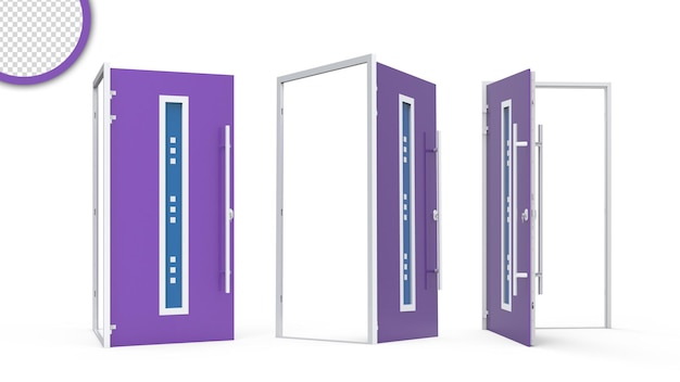 PSD three purple doors with the word