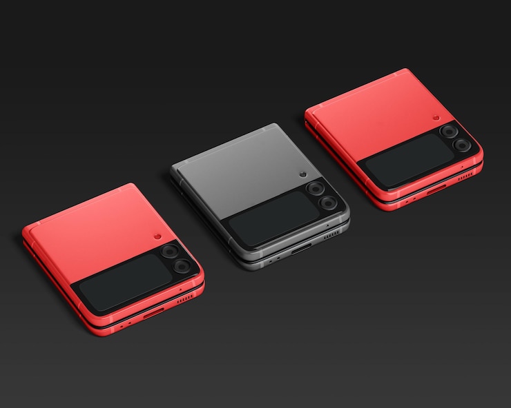 PSD 3 赤と黒の携帯電話のモックアップデザイン