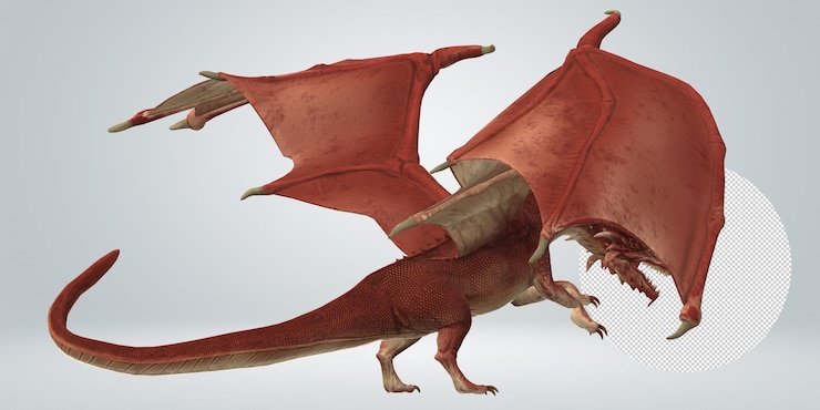 PSD three red dragon wings are shown with one that has the other red