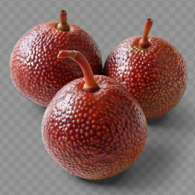 PSD three red fruit with a yellow speckled speckled surface