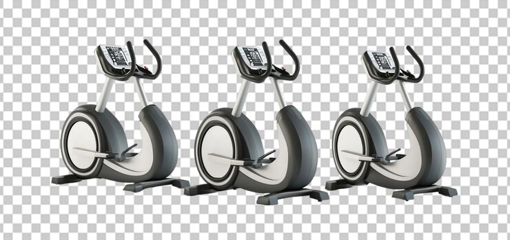 PSD three set of elliptical trainer isolated transparent background