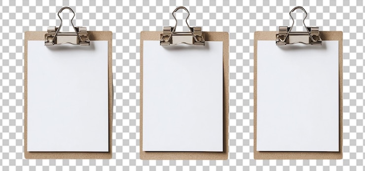 PSD three set of a plain clipboard isolated transparent background