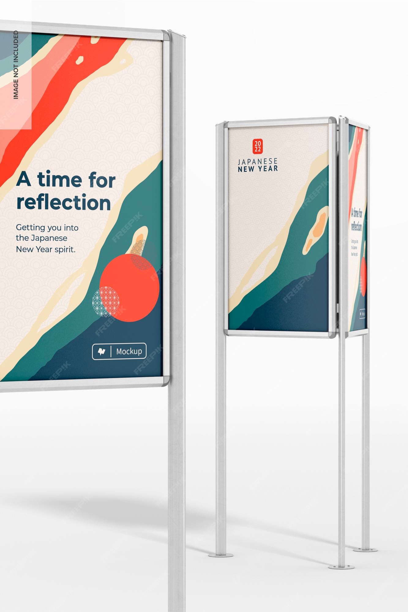 Premium PSD | Three-sided poster stands mockup, close up