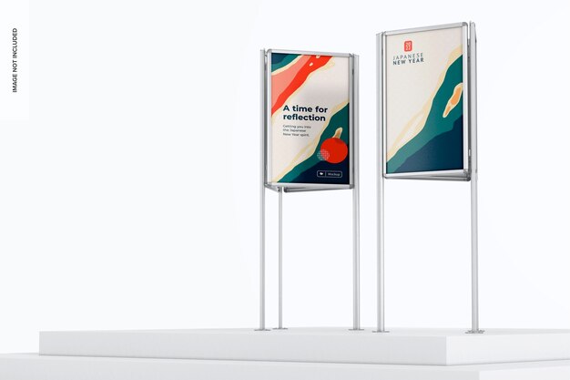 three-sided poster stands mockup
