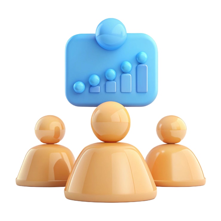 PSD three small figurines with blue numbers on them with a blue symbol above them