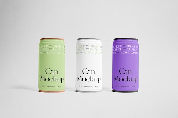 Three Small Metal Can Mockups
